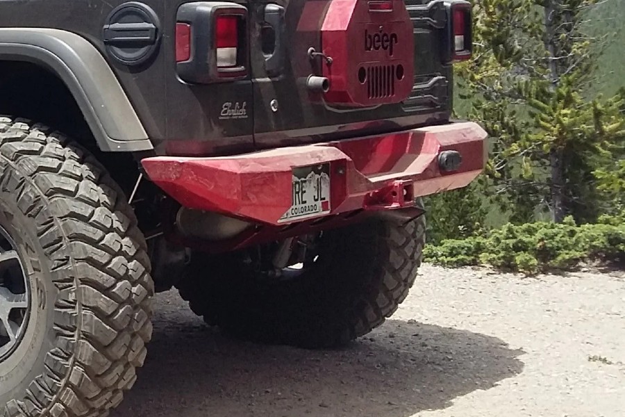 M.O.R.E. Rock Proof Rear Bumper with Clevis Mounts, Powder Coating Textured Black with Clevis Mounts, JL - JL