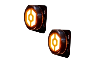 RECON Round Front Fender LED Lights, Amber - Clear Lens - JK 