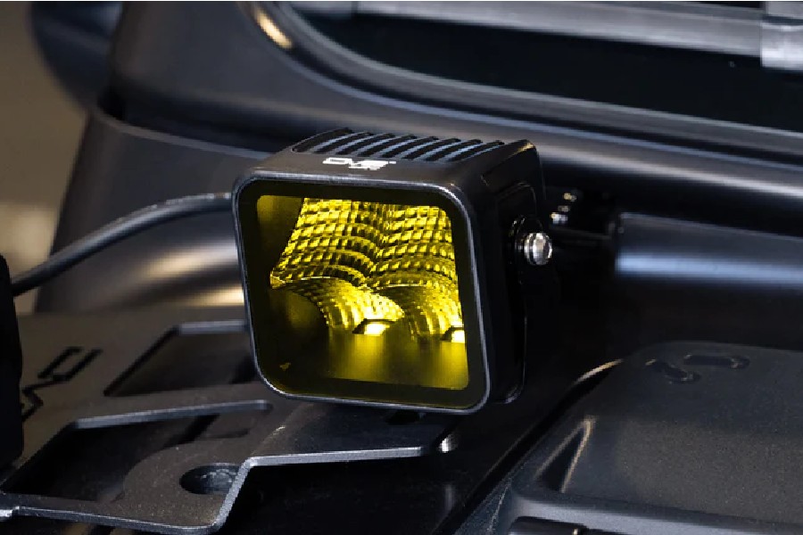 DV8 Offroad 3-Inch Elite Cube Series LED Amber Pod Light - Single Pod, No Wiring Harness
