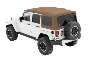 Bestop Supertop NX Soft Top with Tinted Rear & Side Windows, No Doors, Tan Twill - JK 4DR