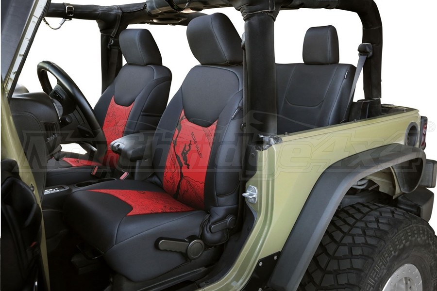 Jeep Jk 2013+ Coverking Topographical Front Seat Covers Neosupreme BlackRed  - Jeep Rubicon 2013-2018 | SPC532