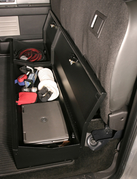 Tuffy Security Under Rear Seat Lockbox w/o Subwoofer - 2009-14 Ford F150 Crew Cab 