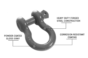 Overland Vehicle Systems Recovery Shackle 3/4in 4.75 Ton, Grey - Pair