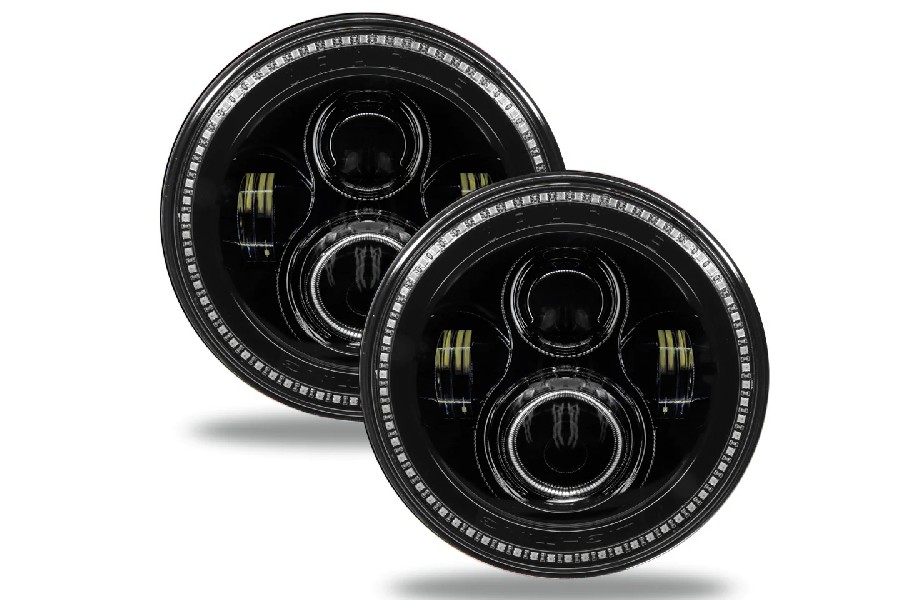 Oracle Lighting 7in High Powered LED Headlights (Pair) - Black Bezel - Dynamic ColorSHIFT - JT/JL