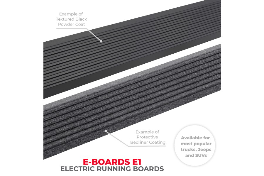 Go Rhino E-Board E1 Electric Running Board Kit, Textured Black, Cab Length - JK 2dr