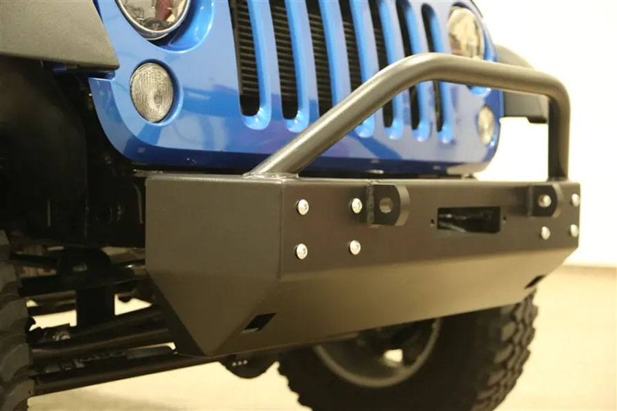 Rock Hard 4x4 Patriot Series Aluminum Grille Width Front Bumper w/ Lowered Winch Plate - JK