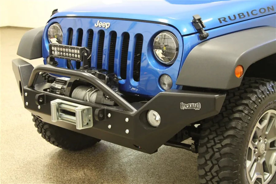 Rock Hard 4x4 Aluminum Patriot Series Full Width Front Bumper w/ Lowered Winch Plate - JK