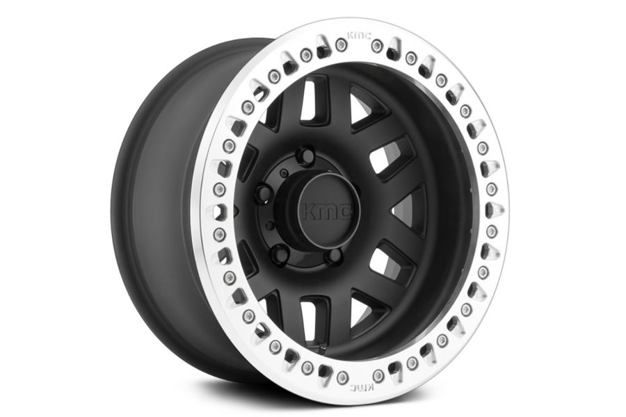 KMC Wheels KM229 Machete Crawl Beadlock Satin Black Machined Wheel, 17X9 8x170