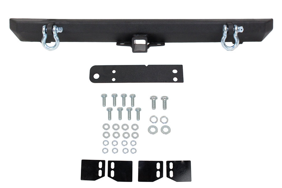Fishbone Offroad Rear Bumper w/ Receiver Hitch and D-Rings - TJ/YJ 