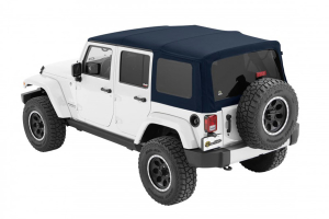 Bestop Supertop NX Soft Top with Tinted Rear & Side Windows, No Doors, Blue Twill - JK 4DR