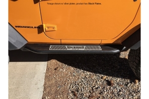Rock Hard 4x4 Patriot Series Tube Slider Rocker Guards w/ Black Logo Plates - Flat Step - JL 2Dr