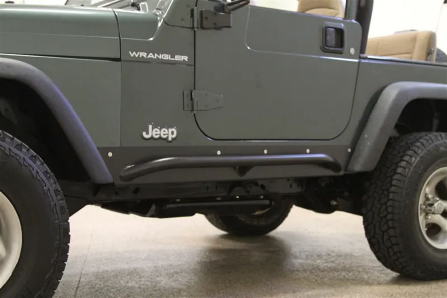 Rock Hard 4x4 Patriot Series Rocker Guards w/ Tube Sliders - Black - TJ