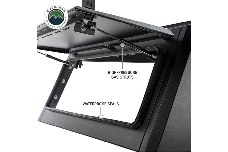 Overland Vehicle Systems Expedition Truck Cap w/Full Wing Doors, Front/Rear Windows, 3rd Brake Light - JT