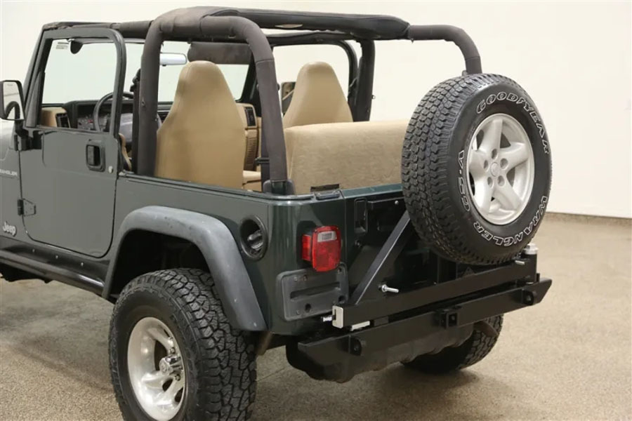 Rock Hard 4x4 Patriot Series Rear Bumper w/ Tire Carrier - Black - LJ/TJ/YJ/CJ