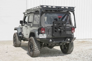 LOD Destroyer Full Width Rear Bumper w/Tire Carrier Black Powder Coated - JK