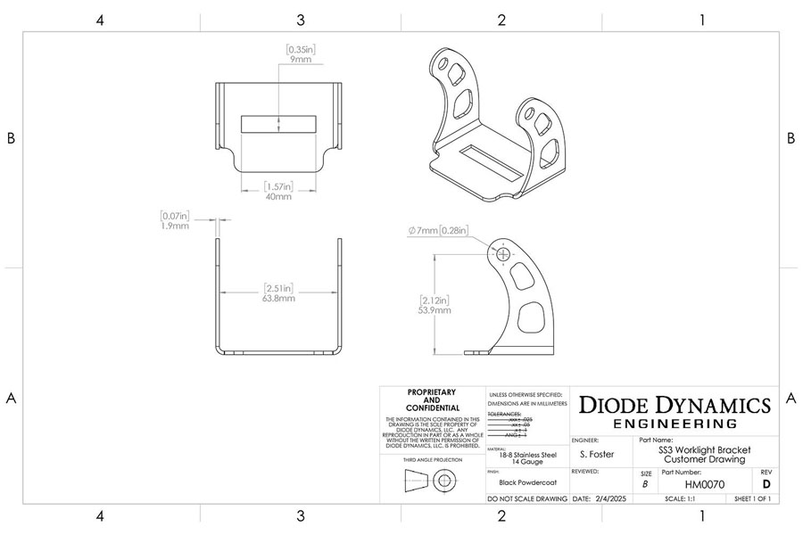 Diode Dynamics SS3 Backlit Universal Bracket Kit, Single 