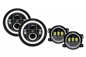 Quake LED 7in Headlights & LED Fog Lights - JK/LJ/TJ/CJ