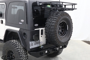 LOD Destroyer Rear Bumper with Tire Carrier, Black Texture - TJ/LJ/YJ