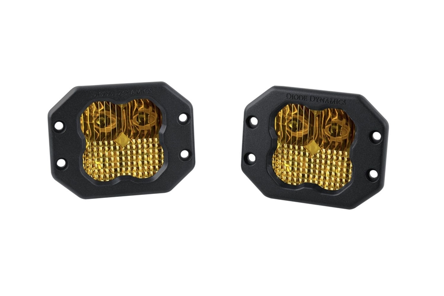 Diode Dynamics SS3 Yellow Pro Flush Mont LED Pod Pair, Combo/Driving - Amber
