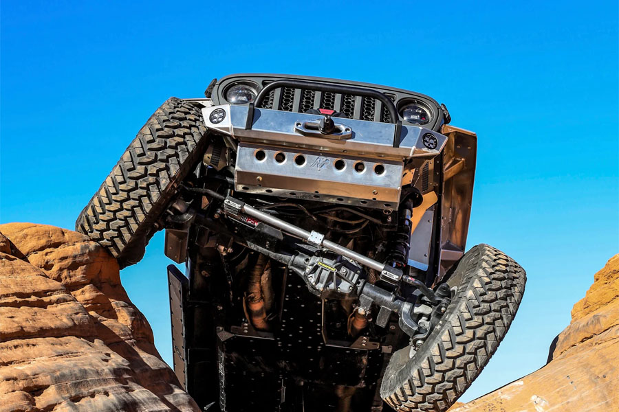 Next Venture Motorsports Front Bumper & Lower Skid Plate w/ 7in Stinger - Aluminum Adventure Series, Bare - JL/JT