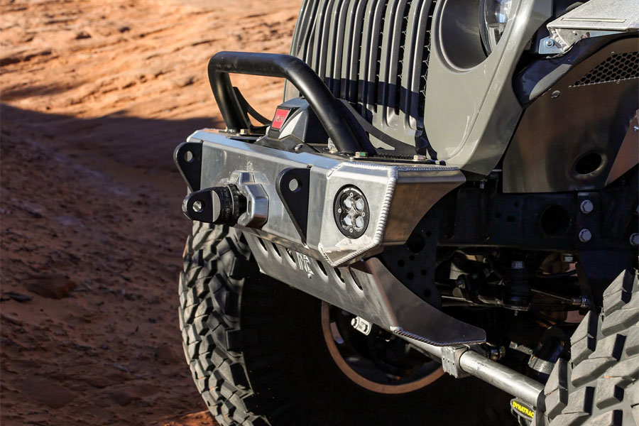 Next Venture Motorsports Front Bumper & Lower Skid Plate w/ 7in Stinger - Aluminum Adventure Series, Bare - JL/JT