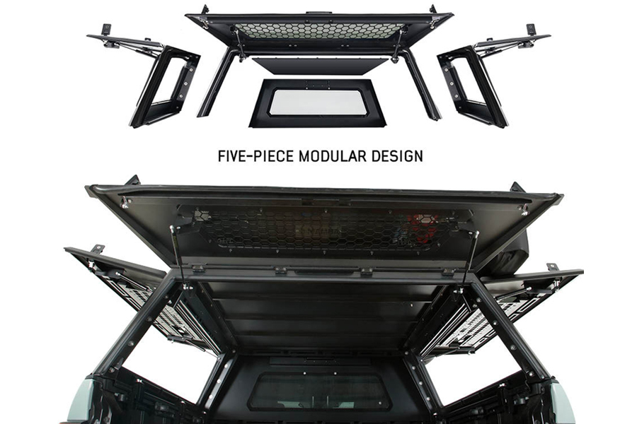 Overland Vehicle Systems Expedition Pro Plus Truck Cap w/Full Wing Window Doors and 3rd Brake Light  - JT 2021-26