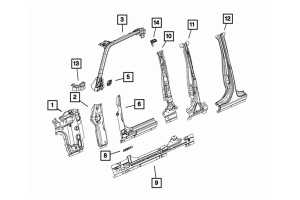 Mopar Inner B-Pillar - Passenger Side - JT/JL 4Dr