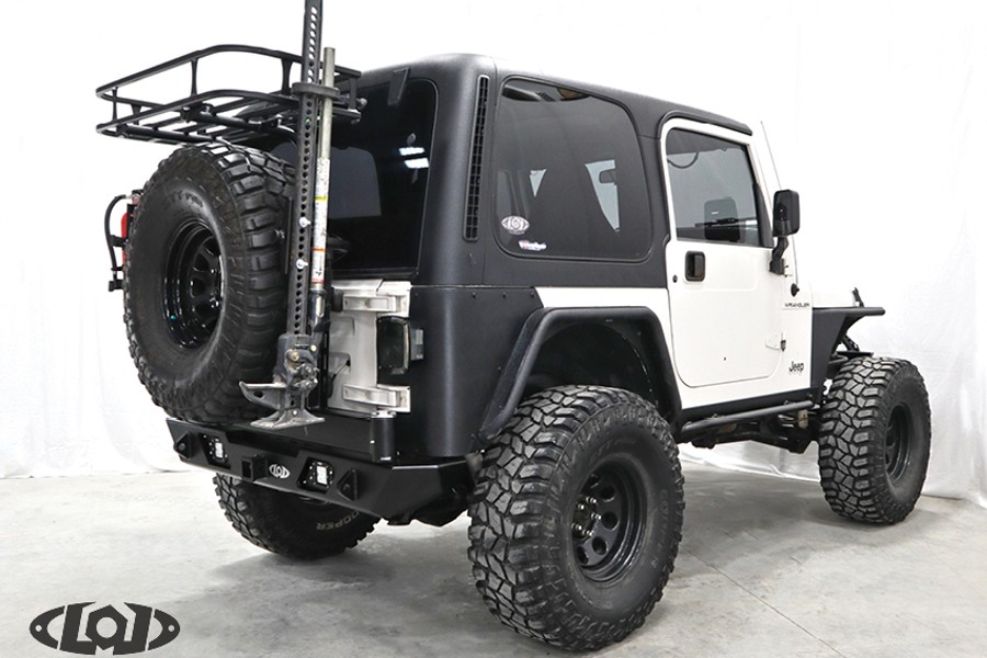 LOD Destroyer Rear Bumper with Tire Carrier, Black Texture - TJ/LJ/YJ
