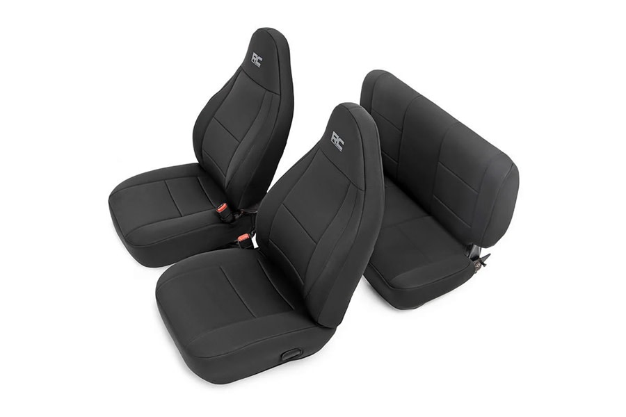 Rough Country Front and Rear Neoprene Seat Cover Kit Black Jeep