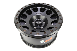 MR105  Beadlock Wheel  15x8.0  3.5in Backspace  -24mm Offset  5x4.50 Bolt Pattern  Standard Lug Hole  Matte Black Finish.