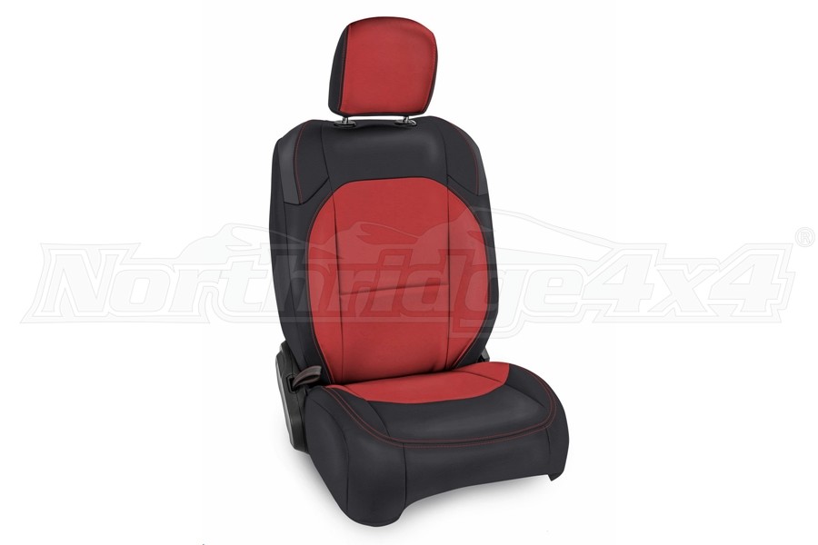 PRP Front Seat Covers w/Pocket, Pair, Black/Red - JT/JL 4dr Non Rubicon