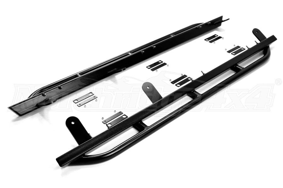 Rock Hard 4x4 Patriot Series Rocker Guards Tube Style - Angled Up - JK 4DR