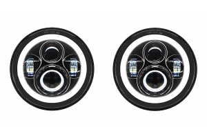 Quake LED 7in Headlights - White DRL Halo & Amber Turn Signals - JK/LJ/TJ/CJ