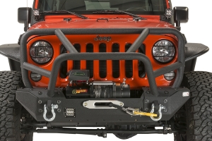 Fishbone Offroad Front Winch Bumper w/ Full Grille Guard  - JK 