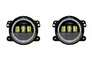 Quake LED 4in Fog Lights w/White DRL Halo  - JK/LJ/TJ/CJ