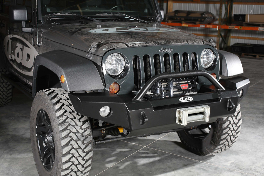 LOD Signature Series Full Width Front Bumper w/Bull Bar Black Powder Coated - JK