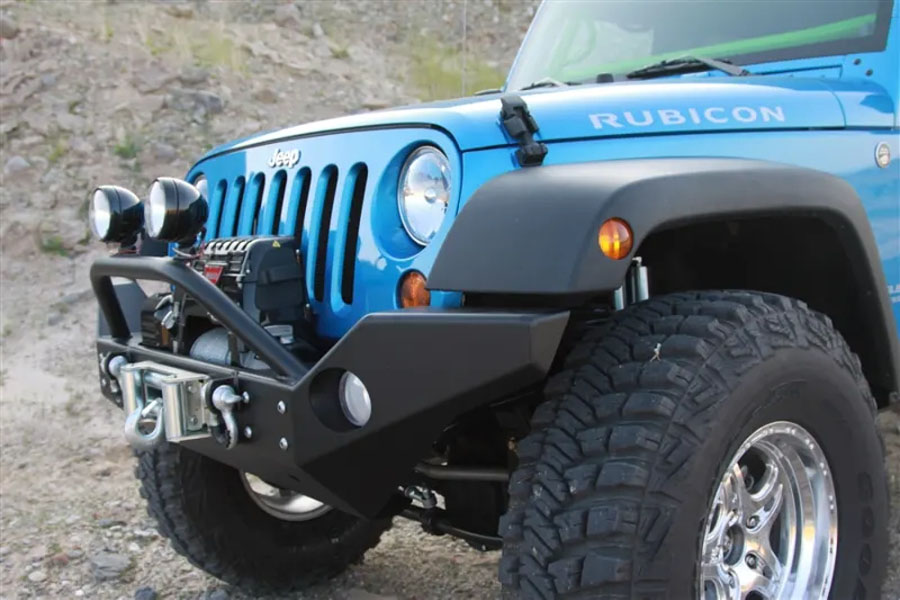 Rock Hard 4x4 Aluminum Patriot Series Full Width Front Bumper w/ Lowered Winch Plate - JK