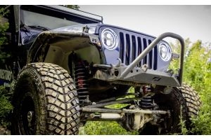 Motobilt Stubby Front Bumper w/ Stinger - Bare Steel  - TJ/YJ