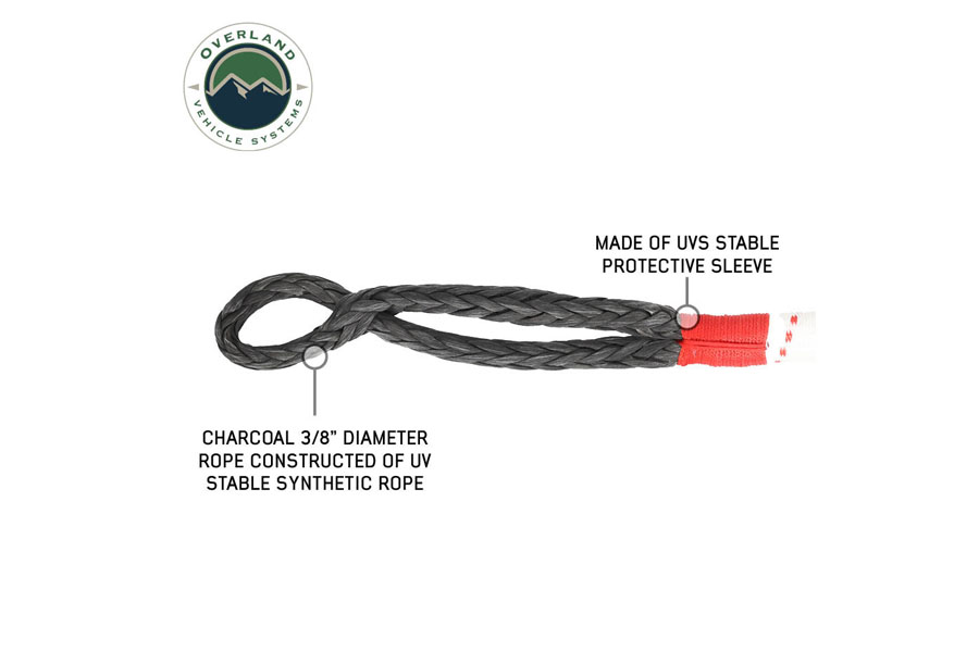 Overland Vehicle Systems Soft Shackle 3/8 x 23, 36 000 LB. w/ Loop and Abrasive Sleeve 