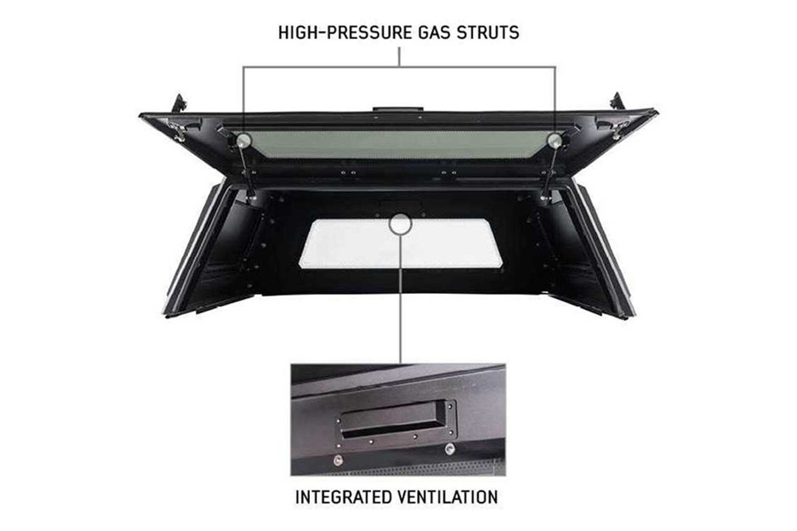 Overland Vehicle Systems Expedition Truck Cap w/Full Wing Doors, Front/Rear Windows, 3rd Brake Light - JT
