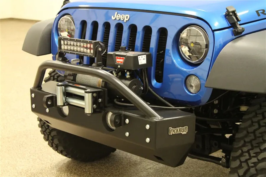 Rock Hard 4x4 Patriot Series Aluminum Grille Width Front Bumper w/ Fog Light Cutouts - JK
