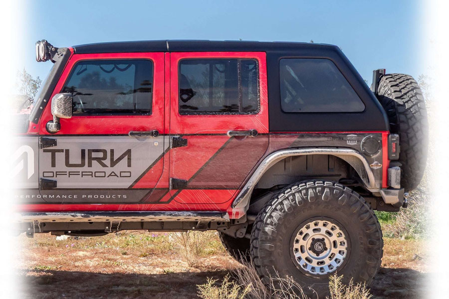 Turn Offroad 1-Piece Fastback Hard Top, Textured Black - Insulated Black Foam Headliner - JK 4DR