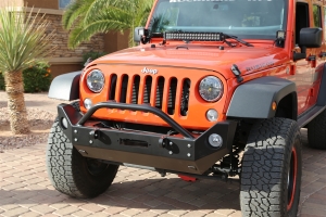 Rock Hard 4x4 Patriot Series Mid Width Front Bumper w Lowered Winch Plate Aluminum - JK