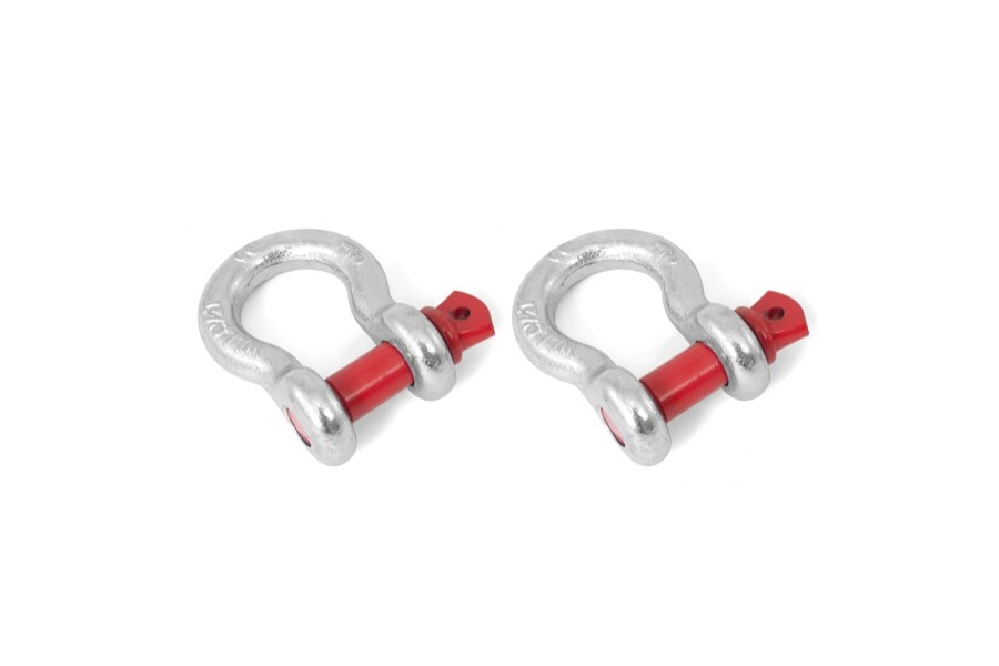 Rugged Ridge 5/8-Inch D-Ring Shackles Silver W/ Red pin