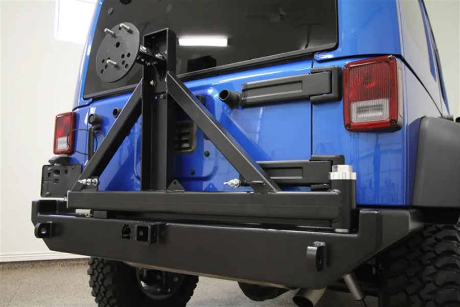 Rock Hard 4x4 Patriot Series Rear Bumper w/ Tire Carrier - Black - JK