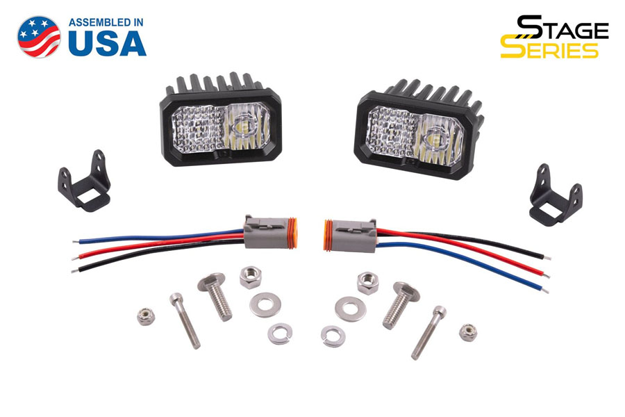 Diode Dynamics C2 1.0 SAE/DOT White Pro LED Pod Pair, Spot - Red