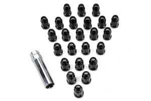 Wheel Pros 20mm 1/2in Spline Lug Nuts Kit Black - JK/TJ/XJ/YJ/ZJ