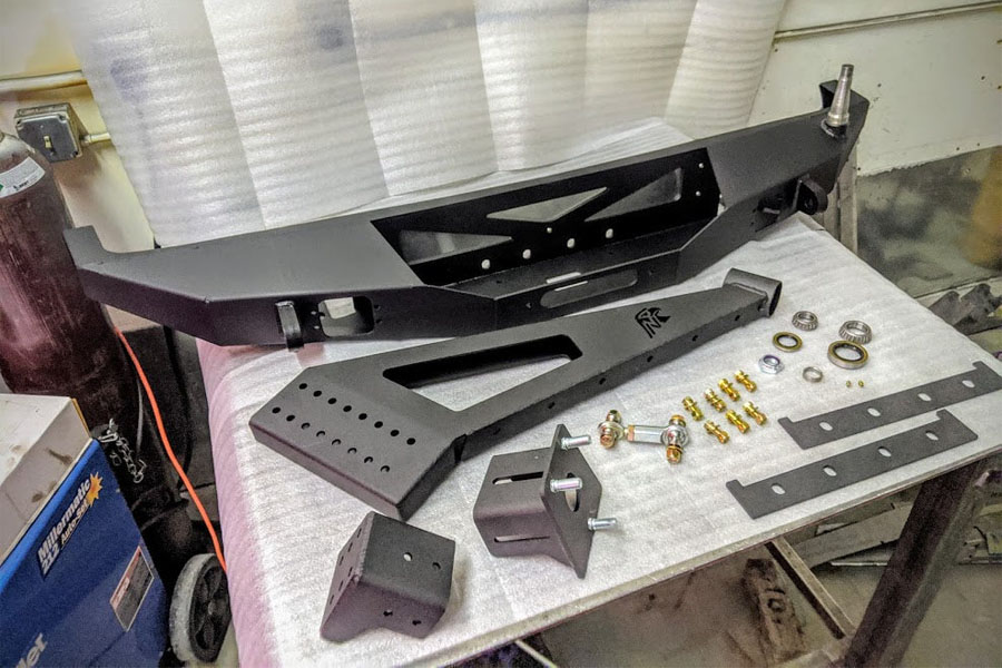 Next Venture Motorsports Scout Series Rear Winch Bumper w/ Tire Carrier - Bare w/ Backup-Sensor Cutouts - JL