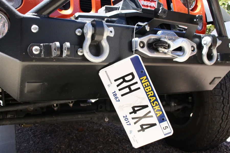 Rock Hard 4x4 Hawse Fairlead License Plate Mount w/ Cable Lanyard