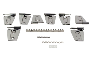 Kentrol 8-Pieces Door Hinge Set - Polished Silver  - JK 4Dr